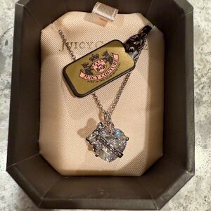 Juicy Couture Silver Heart Necklace with Crystal Accents